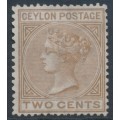 CEYLON - 1872 2c pale brown QV, inverted crown CC watermark, MNG – SG # 121w