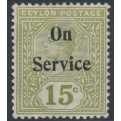 CEYLON - 1895 15c sage-green QV, overprinted On Service, MH – SG # O14