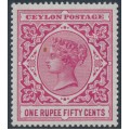 CEYLON - 1899 1.50R rose QV, crown CC watermark, MH – SG # 263