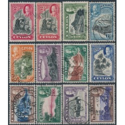 CEYLON - 1935 2c to 1R KGV definitives set of 11, used – SG # 368-378 + 368a