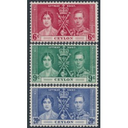 CEYLON - 1937 6c to 20c KGVI Coronation set of 3, MNH – SG # 383-385