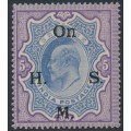 INDIA - 1909 5R ultramarine/violet KEVII overprinted On H.M.S., MH – SG # O69