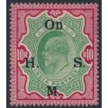 INDIA - 1909 10R green/carmine KEVII overprinted On H.M.S., MH – SG # O70