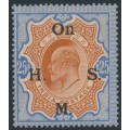 INDIA - 1909 25R brown-orange/blue KEVII overprinted On H.M.S., MH – SG # O72