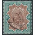 INDIA - 1895 3R brown/green QV, used – SG # 108