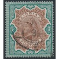 INDIA - 1895 3Rp brown/green QV, used – SG # 108