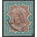 INDIA - 1895 3Rp brown/green QV, used – SG # 108