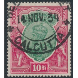 INDIA - 1927 10Rp green/scarlet KGV, multiple star watermark, used – SG # 217