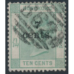 HONG KONG - 1891 7c on 10c green QV, crown CA watermark, used – SG # 43