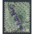 STRAITS SETTLEMENTS - 1884 24c blue-green QV, inverted crown CA watermark, used – SG # 68w