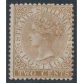 STRAITS SETTLEMENTS - 1868 2c brown QV, crown CC watermark, MH – SG # 11