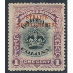 STRAITS SETTLEMENTS - 1906 1c black/purple Labuan issue, perf. 14 with o/p, MH – SG # 141
