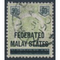 FEDERATED MALAY STATES - 1900 50c green/black Tiger of Negri Sembilan with o/p, used – SG # 8