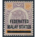 FEDERATED MALAY STATES - 1900 10c purple/orange Tiger of Perak with o/p, MH – SG # 10