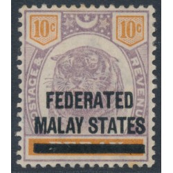 FEDERATED MALAY STATES - 1900 10c purple/orange Tiger of Perak with o/p, MH – SG # 10