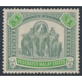 FEDERATED MALAY STATES - 1926 $1 green/emerald Elephants, script watermark, MH – SG # 76a