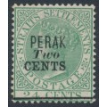 PERAK - 1891 2c on 24c green QV of The Straits Settlements, MH – SG # 49