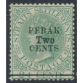 PERAK - 1891 2c on 24c green QV of The Straits Settlements, MH – SG # 52