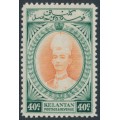 KELANTAN - 1937 40c orange/green Sultan Ismail, MH – SG # 50