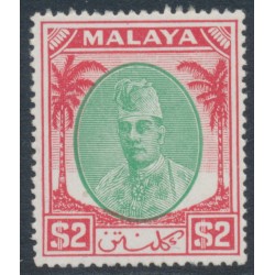 KELANTAN - 1951 $2 green/scarlet Sultan Ibrahim definitive, MH – SG # 80