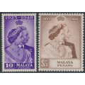 PENANG - 1948 10c & $5 Royal Silver Wedding (RSW) set of 2, MH – SG # 1-2