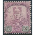 JOHORE - 1910 3c purple/black Sultan Ibrahim, horizontal rosettes watermark, used – SG # 80a