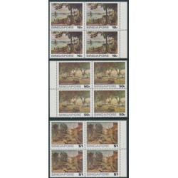 SINGAPORE - 1976 10c to $1 Paintings set of 3 in blocks of 4, MNH – SG # 279-281