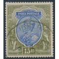 INDIA - 1913 15R blue/olive KGV, single star watermark, used – SG # 190