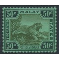 FEDERATED MALAY STATES - 1931 50c black on green Tiger, script watermark, MNH – SG # 75