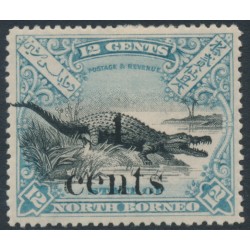 NORTH BORNEO - 1904 4c on 12c black/blue Crocodile, perf. 15, MH – SG # 149