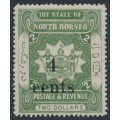 NORTH BORNEO - 1904 4c on $2 dull green Coat of Arms, MH – SG # 155