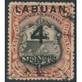 LABUAN - 1899 4c on 6c black/brown-lake Coat of Arms, perf. 15, used – SG # 103