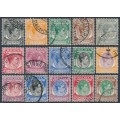 SINGAPORE - 1948 1c to $5 KGVI definitives set of 15, perf. 14, used – SG # 1-15