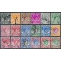 SINGAPORE - 1948 1c to $5 KGVI definitives set of 18, perf. 17½:18, used – SG # 16-30