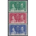 HONG KONG - 1937 King George VI Coronation set of 3, MNH – SG # 137-139
