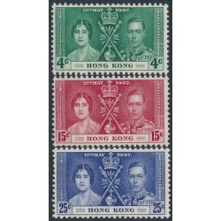 HONG KONG - 1937 King George VI Coronation set of 3, MNH – SG # 137-139