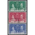 HONG KONG - 1937 King George VI Coronation set of 3, used – SG # 137-139