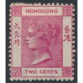 HONG KONG - 1884 2c aniline carmine QV, crown CA watermark, MH – SG # 33a