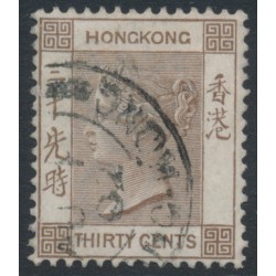 HONG KONG - 1901 30c brown QV, crown CA watermark, used – SG # 61