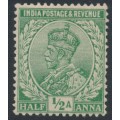 INDIA - 1912 ½a light green KGV, single star watermark, MNH – SG # 155