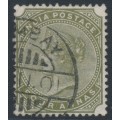 INDIA - 1885 4a olive-green QV, inverted single star watermark, used – SG # 95w