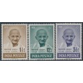 INDIA - 1948 1½a to 12a Mahatma Gandhi short set of 3, MH – SG # 305-307