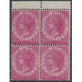 STRAITS SETTLEMENTS - 1899 4c deep carmine QV, crown CA watermark, block of 4, MH – SG # 98