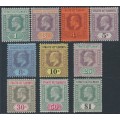 STRAITS SETTLEMENTS - 1902 1c to $1 KEVII short set of 10, crown CA watermark, MH – SG # 110-119