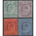 STRAITS SETTLEMENTS - 1903 1c to 8c KEVII set of 4, crown CA watermark, MH – SG # 123-126