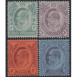 STRAITS SETTLEMENTS - 1903 1c to 8c KEVII set of 4, crown CA watermark, MH – SG # 123-126