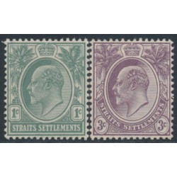STRAITS SETTLEMENTS - 1904 1c green & 3c purple KEVII, MH – SG # 127+128