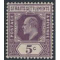 STRAITS SETTLEMENTS - 1906 5c dull purple KEVII, MH – SG # 130