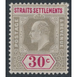 STRAITS SETTLEMENTS - 1905 30c grey/carmine KEVII, MH – SG # 134
