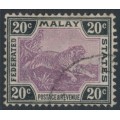 FEDERATED MALAY STATES - 1900 20c mauve/black Tiger, single watermark, used – SG # 21